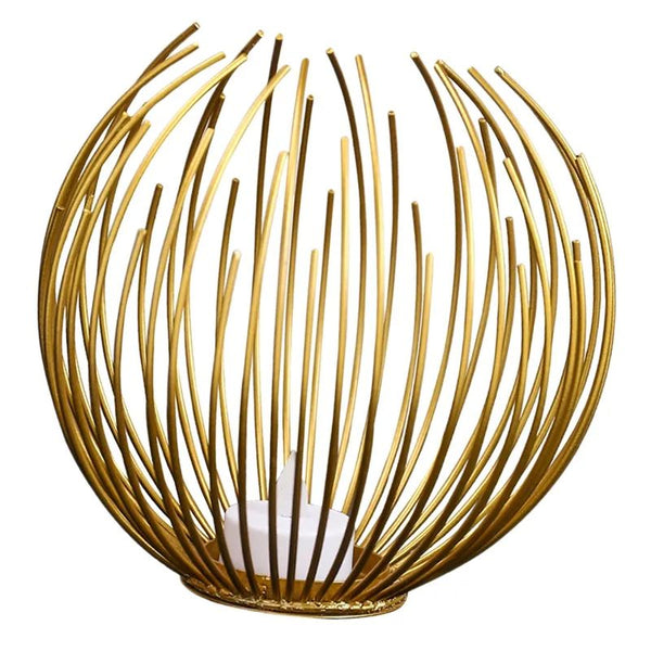 Golden Tea Light Candle Holder | Metallic Round Candle Holder for Home & Office