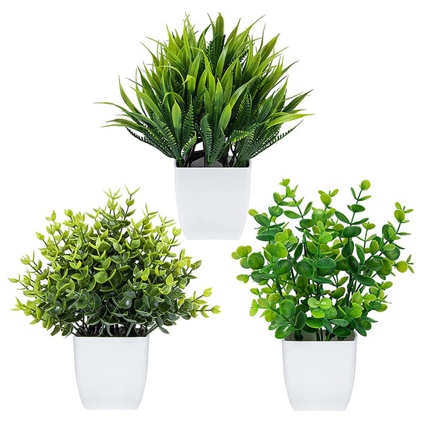 3 Pack Plants in Pots Artificial Eucalyptus Plant Mini Potted Faux Plants