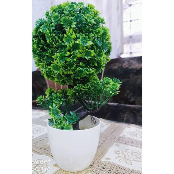 Artificial Plants Ball Shape Small Mini Artificial Flowers Decoration in Pot - White