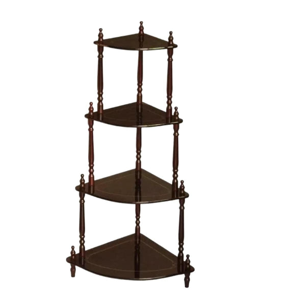 Rack 4 Tier Wood Corner Shelf for Living Room